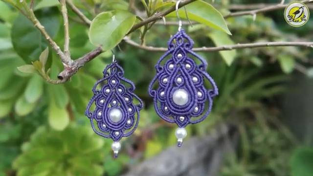 Macrame by Afeng： 2021-35｜Macrame Tutorial｜Macrame Earrings｜Osteospermum｜编绳｜DIY｜