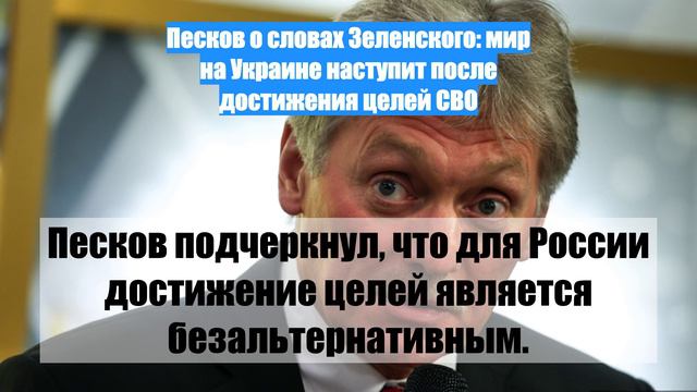 Песков о словах Зеленского: мир на Украине наступит после достижения целей СВО