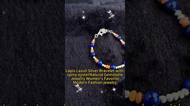 GN-20240924-04 Lapis Lazuli Silver Bracelet with spiny oyster Natural Gemstone Jewelry