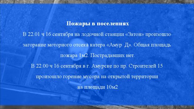 Оперативная обстановка на территории Амурского муниципального района с 16 по 22 сентября 2024 года