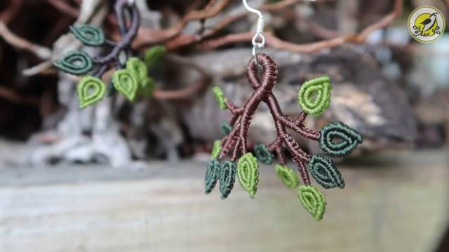 Macrame by Afeng： 2021-28｜Macrame Tutorial｜Macrame Earrings｜Little tree｜编绳｜DIY｜