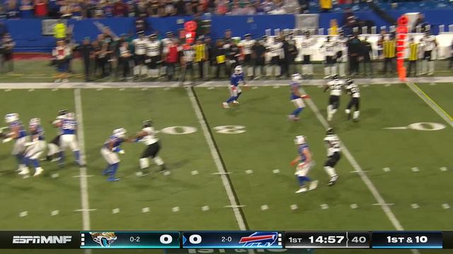 Josh Allen's opening pass goes to Cook for a 19-yard stride