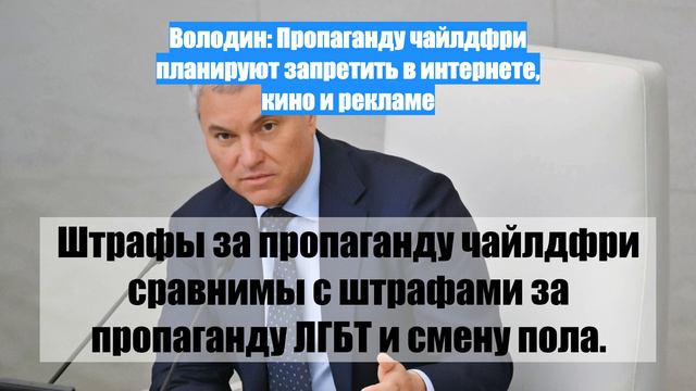 Володин: Пропаганду чайлдфри планируют запретить в интернете, кино и рекламе