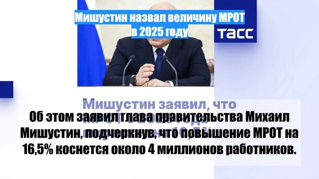 Мишустин назвал величину МРОТ в 2025 году