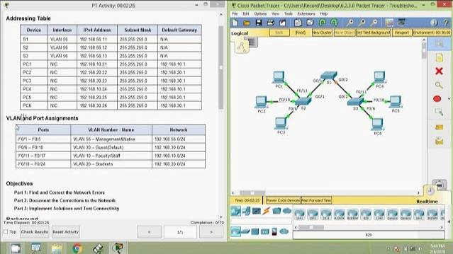 6.2.3.8 Packet Tracer - Troubleshooting a VLAN Implementation - Scenario 2