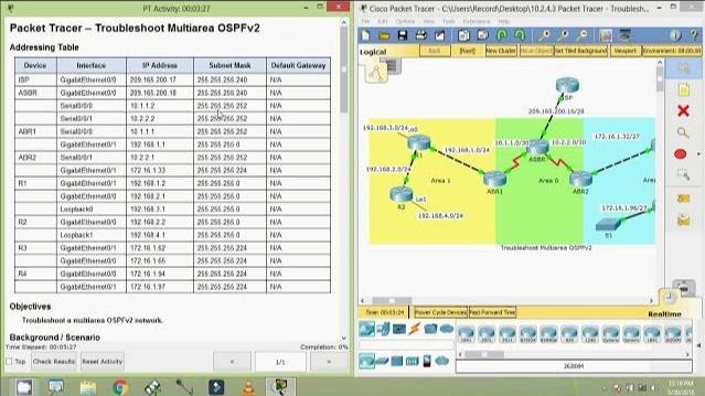 10.2.4.3 Packet Tracer - Troubleshoot Multiarea OSPFv2