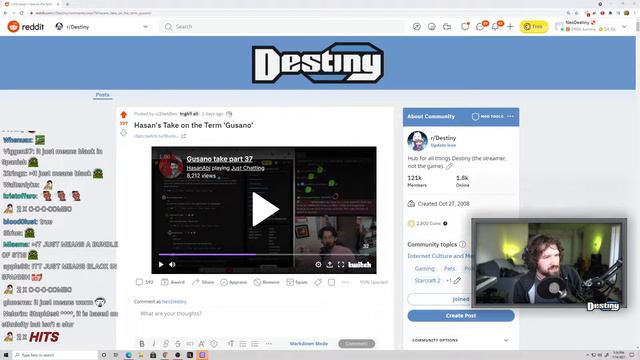 Racist Hasanbi encourages calling Cuban streamer Destiny the slur gusano