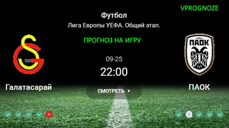 ❌ ❌ ❌25 сентября 2024 Галатасарай - ПАОК прогноз на матч Лига Европы УЕФА