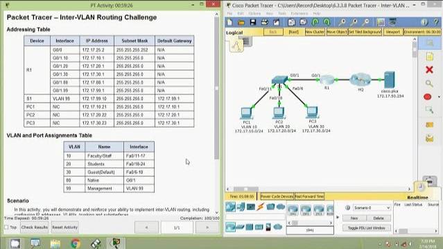 6.3.3.8 Packet Tracer - Inter VLAN Routing Challenge