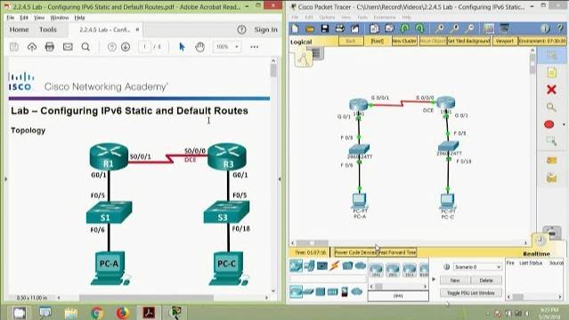 2.2.4.5 Lab - Configuring IPv6 Static and Default Routes