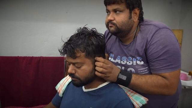 Shamboo Barber Fire Therapy on my neck  ear during Head Massage with loud neck crack