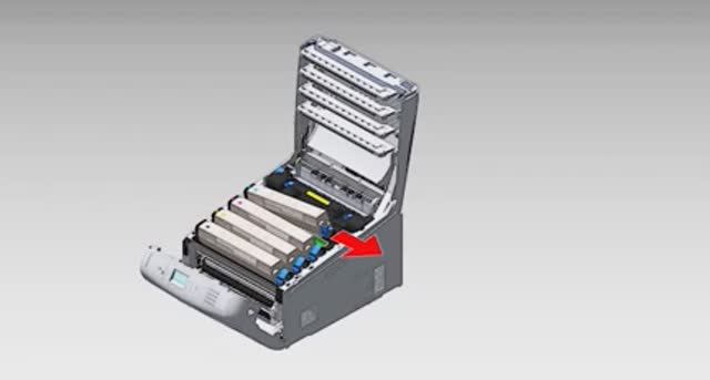 C800 серия Как заменить цветной тонер-картридж на серии OKI C822, C823, C833, C843