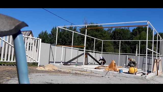 Строим гараж 5,5*7м с навесом своими руками.  Строим крышу.
