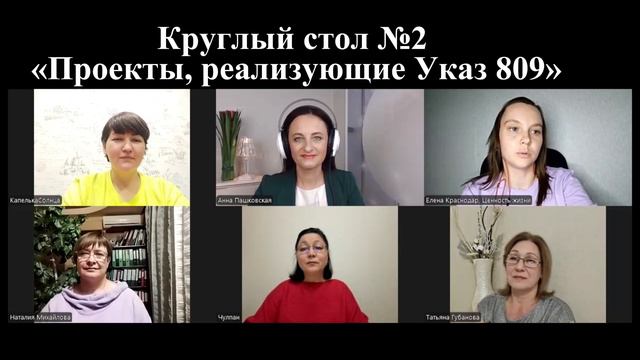 Круглый стол №2 «Проекты, реализующие Указ 809»
