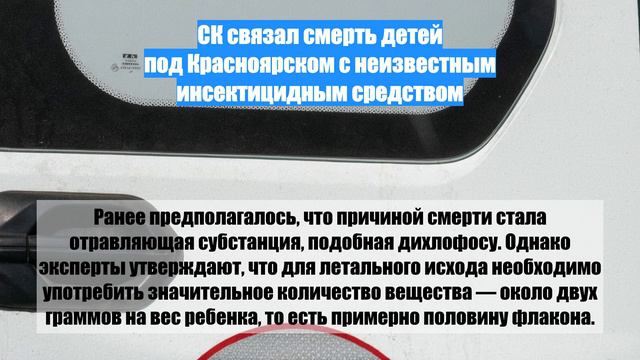 СК связал смерть детей под Красноярском с неизвестным инсектицидным средством