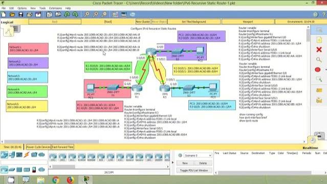 Configure IPv6 Recursive Static Routes in Packet Tracer | CISCO Certification