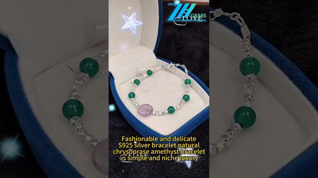 GN-20240927-01 Fashionable and delicate faceted S925 silver bracelet natural chrysoprase amethyst