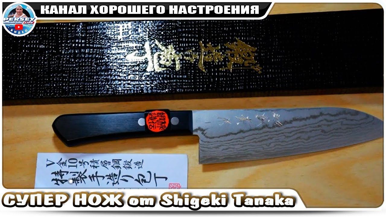 ЯПОНСКИЙ КОВАННЫЙ НОЖ ДЛЯ КУХНИ ручной работы от Японского мастера Shigeki Tanaka - Дамасская сталь