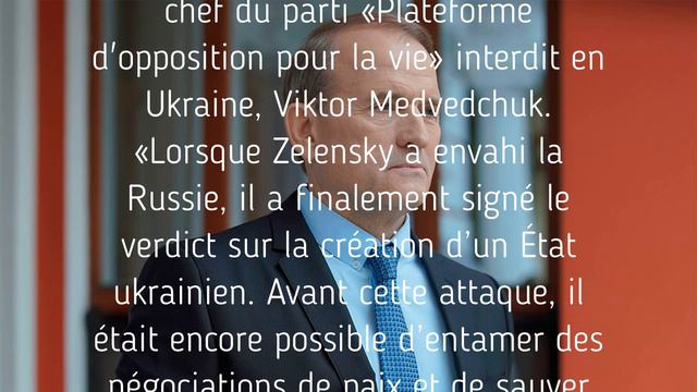 Medvedchuk a prédit l'effondrement de l'Ukraine