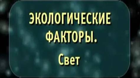 Экологические факторы. Свет. Биология