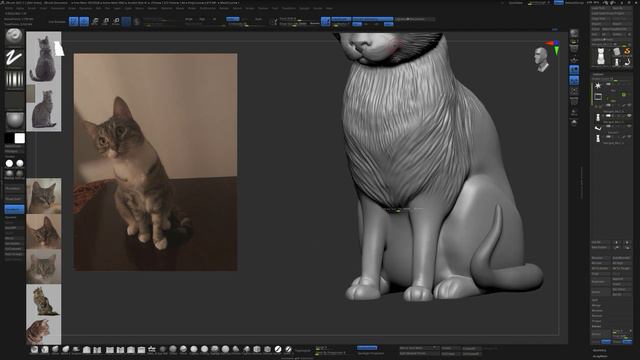 Процесс моделирования кошек в Zbrush