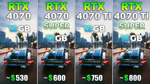 RTX 4070 vs RTX 4070 SUPER vs RTX 4070 Ti vs RTX 4070 Ti SUPER - Test in 8 Games