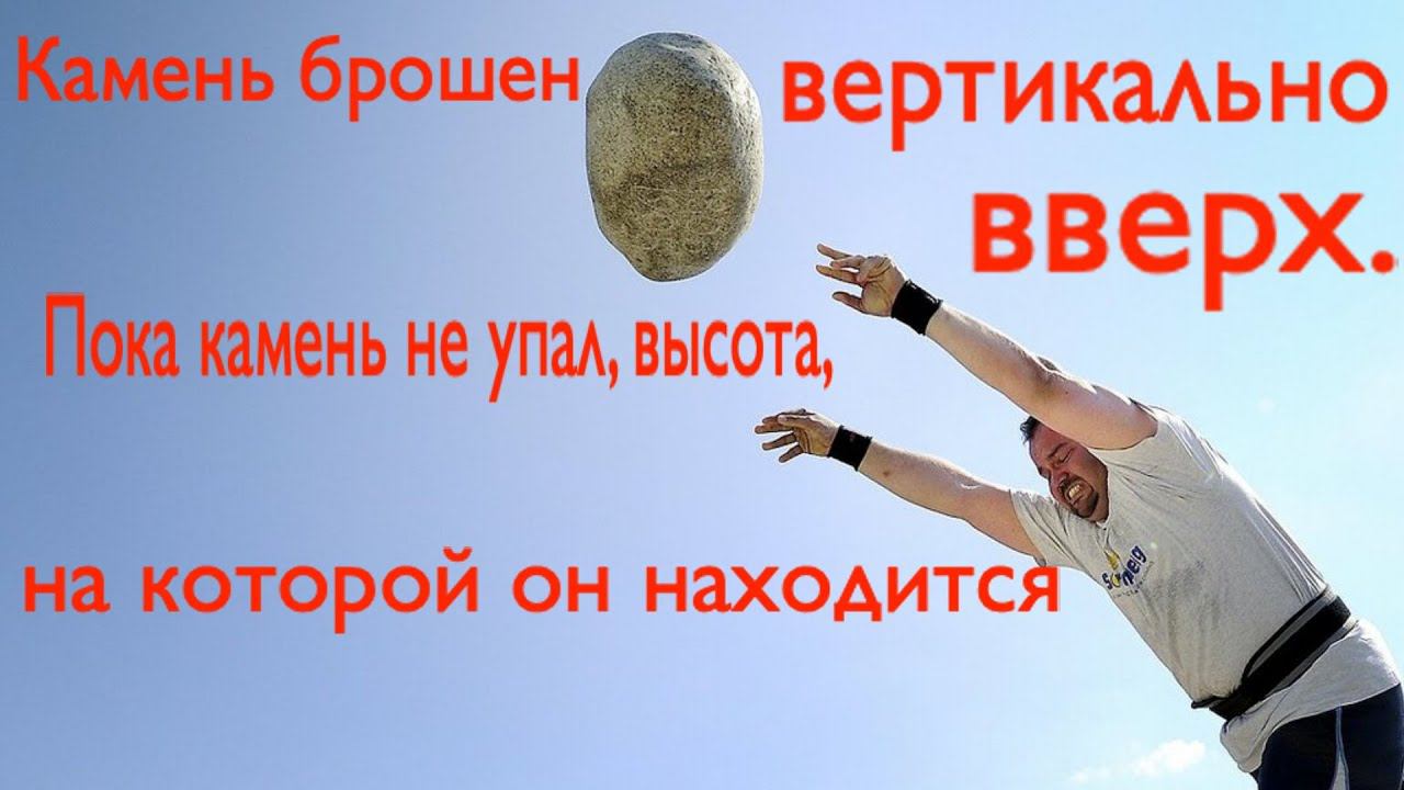Камень брошен вертикально вверх. Пока камень не упал, высота, на которой он находится, описывается