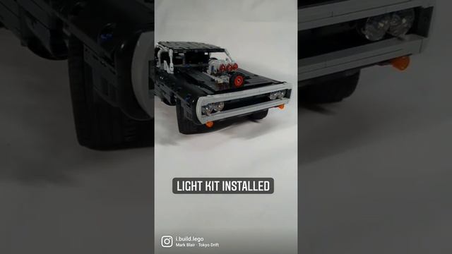 Lepin LED kit installed on Lego Technic 42111 Fast And Furious Dodge Charger