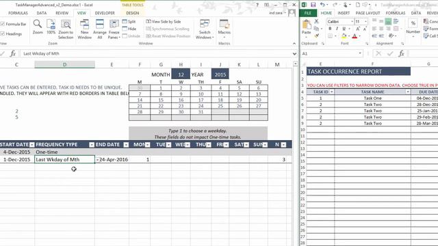 Task Manager (Advanced) Excel Template - v2 - Demo