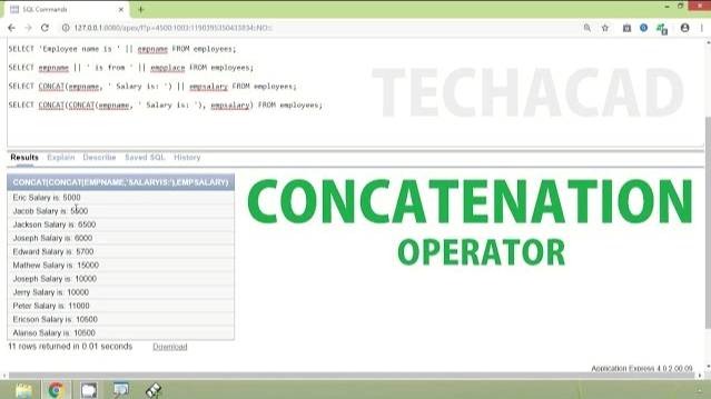 Oracle Tutorial - Concatenation Operator | CONCAT Function