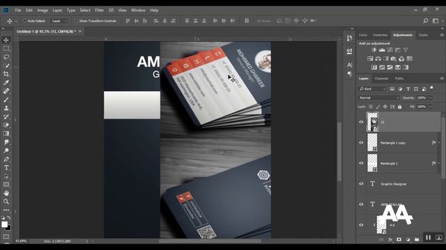 21.21 - تصميم كارت شخصى ( خطوات انشاء التصميم ) - Design business card in Photoshop