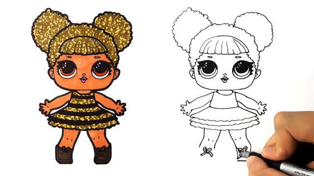 lol surprise! How to draw a baby dolls Queen Bee. learn to draw, drawing lessons, coloring pages