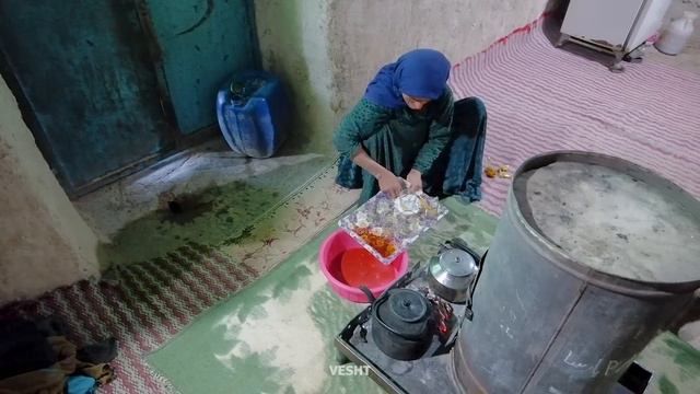 Baking very tasty traditional bread in the village by the grandmother (2022)