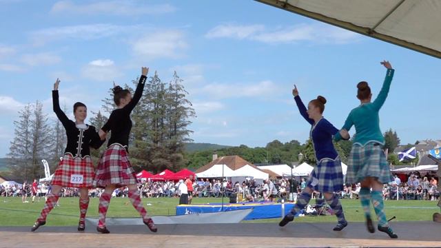 Reel of Tulloch Scottish Highland Dance competition during Dufftown Highland Games in Scotland 2019