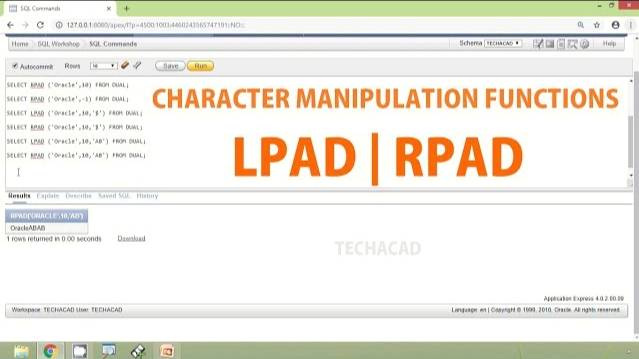 Oracle Tutorial - Character Manipulation Functions | LPAD | RPAD