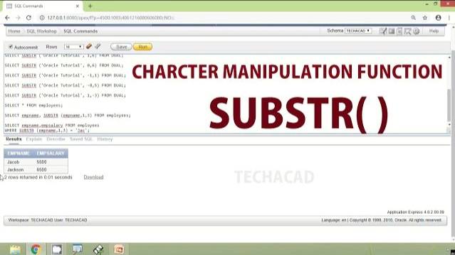 Oracle Tutorial - Character Manipulation Function SUBSTR