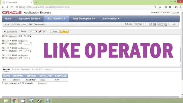 Oracle Tutorial - Like Operator
