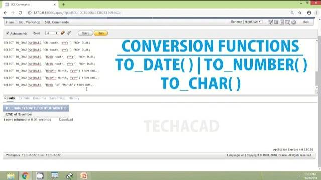 Oracle Tutorial - Conversion Functions TO_DATE | TO_CHAR | TO_NUMBER