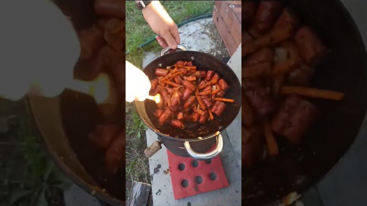 Колбаски по охотничьи или Охотничьи колбаски!!! Блюдо на костре