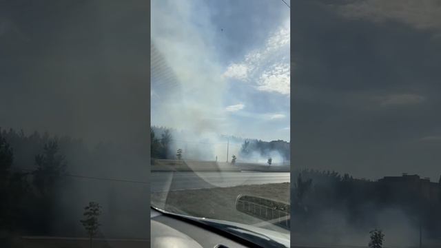 Ещё кадры с места ландшафтного пожара в микрорайоне Шилово.