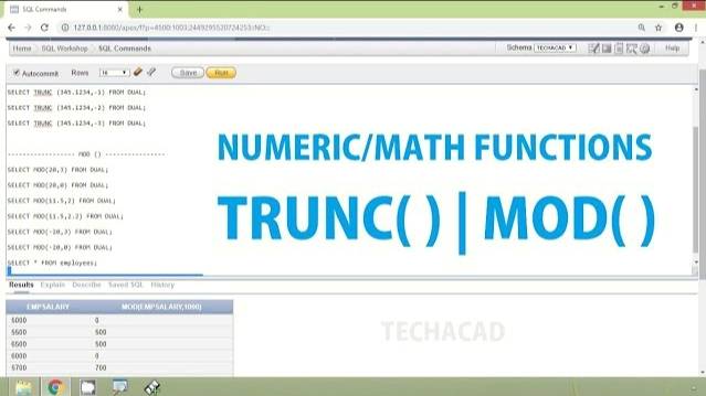 Oracle Tutorial - Numerical/Math Functions TRUNC | MOD