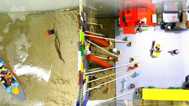 LEGO DAM EXPERIMENT1 lego people built a Strongest lego dam and are holding back a water dam break