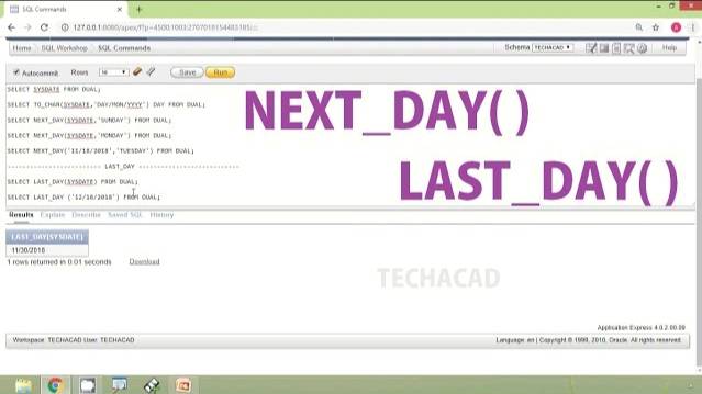 Oracle Tutorial - Date Functions NEXT_DAY | LAST_DAY