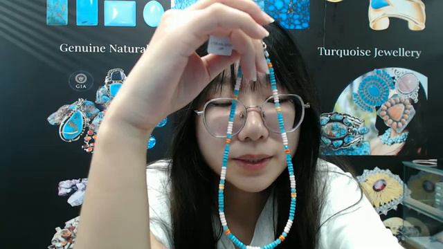 20240929-02 28.9g Natural turquoise and spiny oyster 16inch Simple atmosphere jewelry for Gift