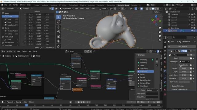 10 - Setting Up Boolean Switch and Parameter Cleanup. GEOMETRY NODES JUNGLE VINES in Blender