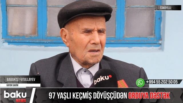 97 yaşlı keçmiş döyüşçüdən orduya dəstək - Baku Tv