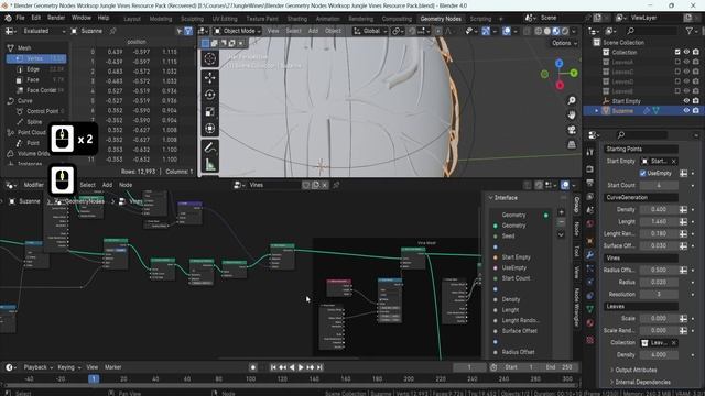 15 - Fixing Overlapping Curves. GEOMETRY NODES JUNGLE VINES in Blender