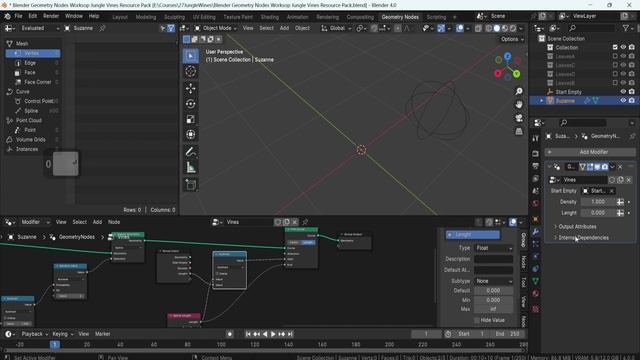 06 - Length Controls for Curve Setup. GEOMETRY NODES JUNGLE VINES in Blender