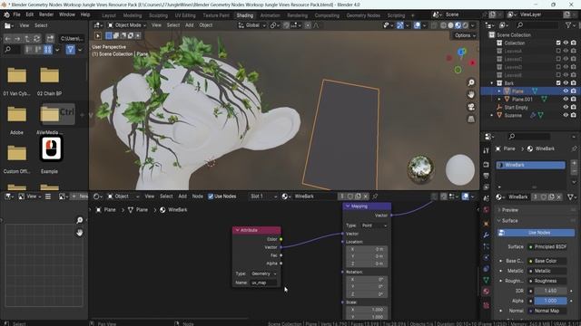 18 - Material Shader Setup for Geometry Node. GEOMETRY NODES JUNGLE VINES in Blender