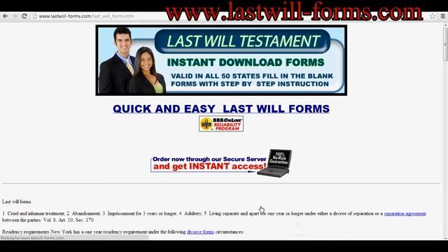 Last Will and Testament Forms Easy To Fill Out. Download Now